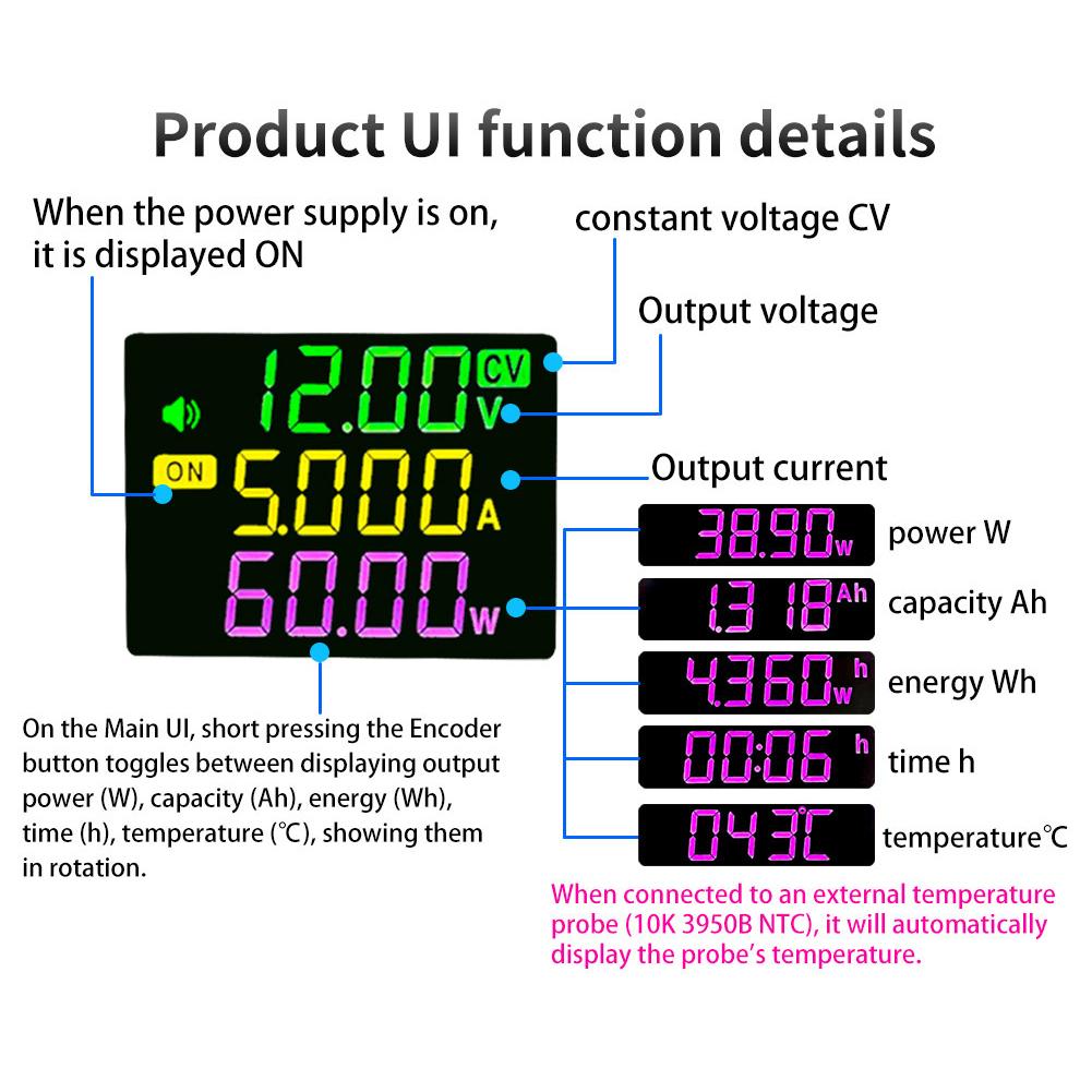Digitales Gleichstrom-Spannungsregler-Stromversorgungsmodul Voller Betrachtungswinkel VA-Farb-LCD-Display