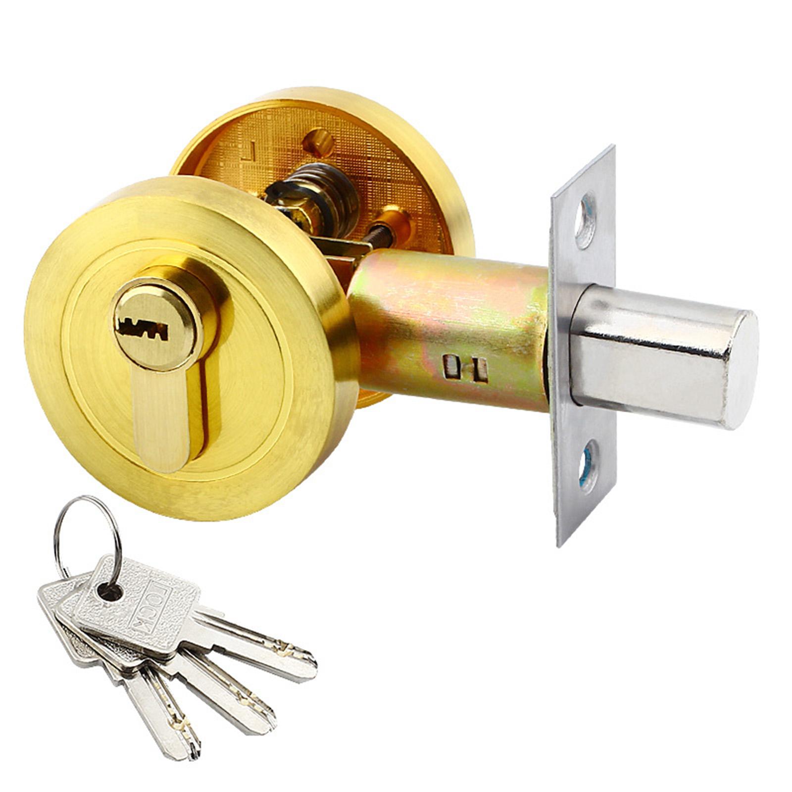 

Hide Designs Single Cylinder Deadbolts Sturdy Stainless Steel Lock for 35 50mm Front and Interior Door Key Included золотой