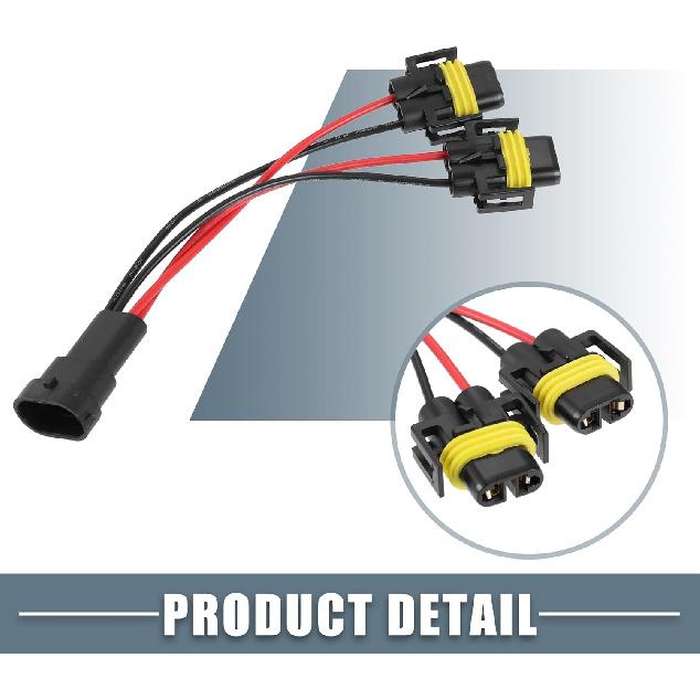 H11 H8 H9 Male Transfer Female Splitter Connector Adapter Socket Harness Cable Harness Connector Adapter (Set of 2)
