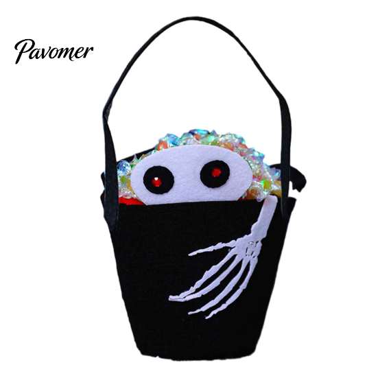 Großer Süßigkeitenspender Halloween Süßes oder Saures Eimer für Kinder, Kürbisgesicht Geist Fledermaus Katze Rollenspiel Requisiten Snackkorb, mit Griff Party