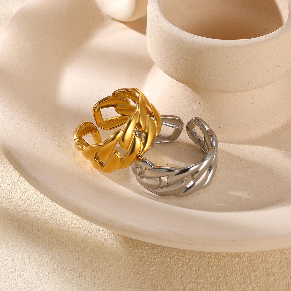 Stainless Steel Geometric Irregular Snake Ring