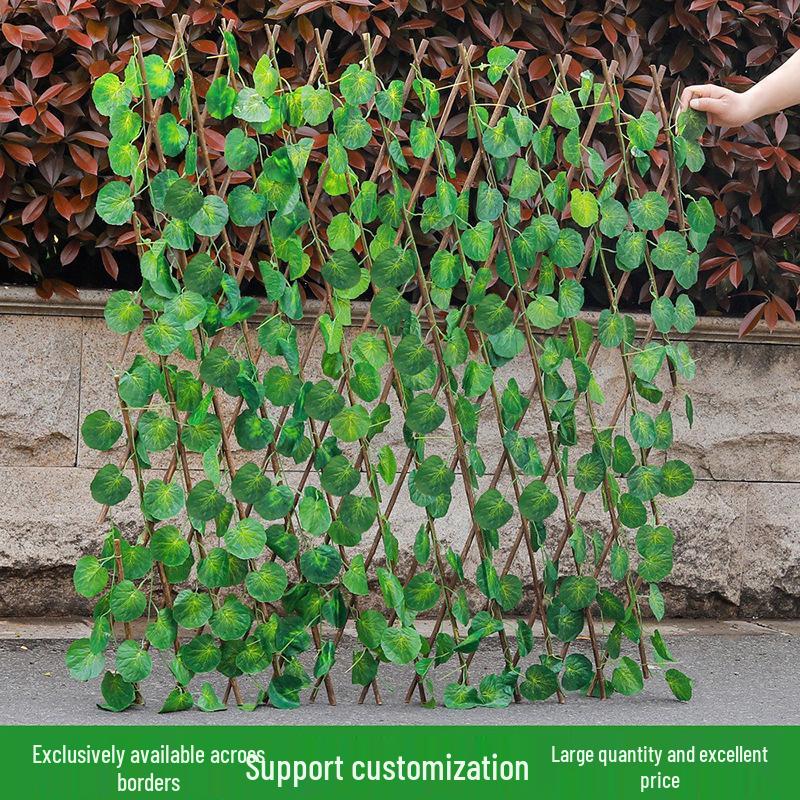 Retractable Grille with Faux Greenery for Balcony or Garden Decoration