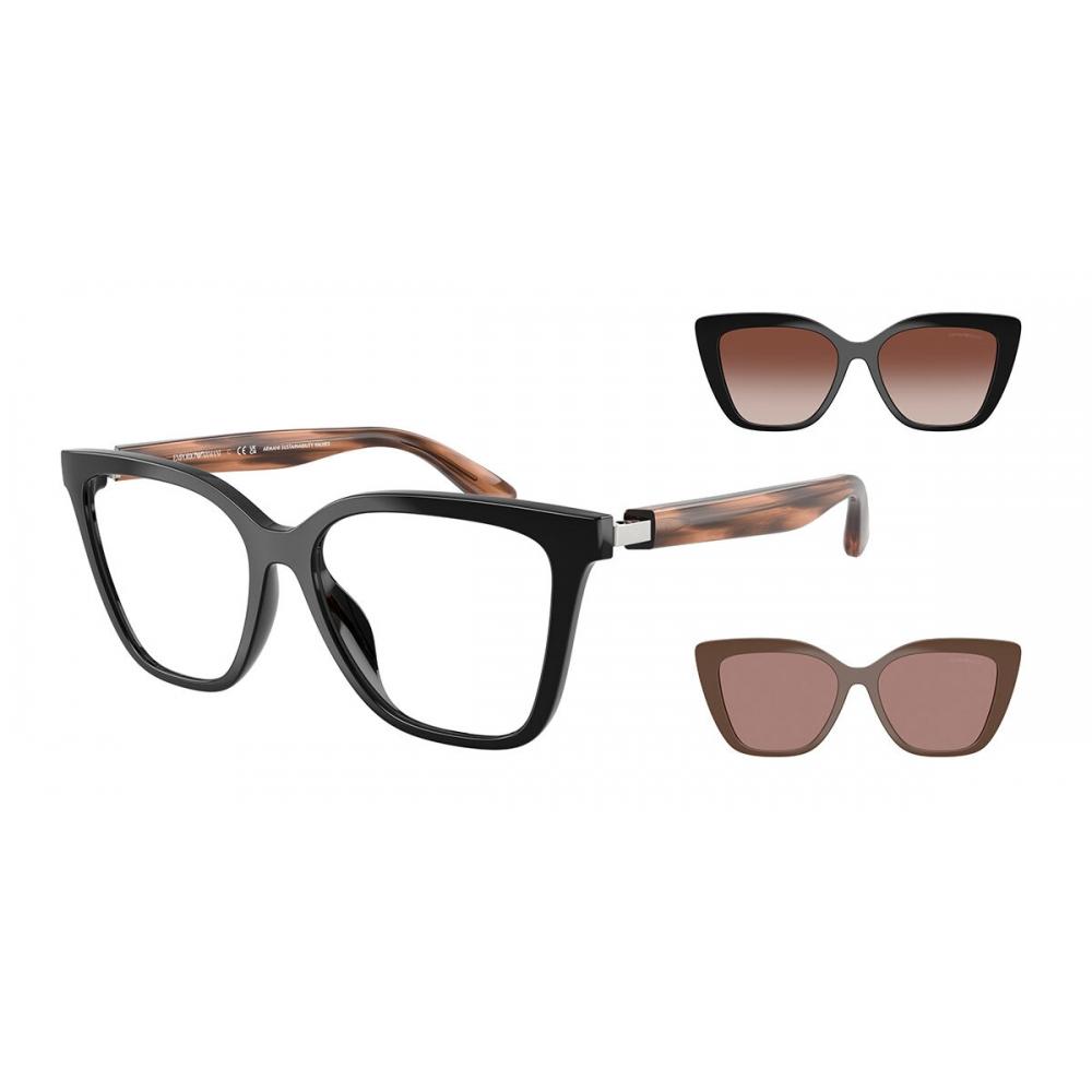 Emporio Armani Women Eyeglasses Ea4254u With Clip On 62661w Shiny Black/52-16-140