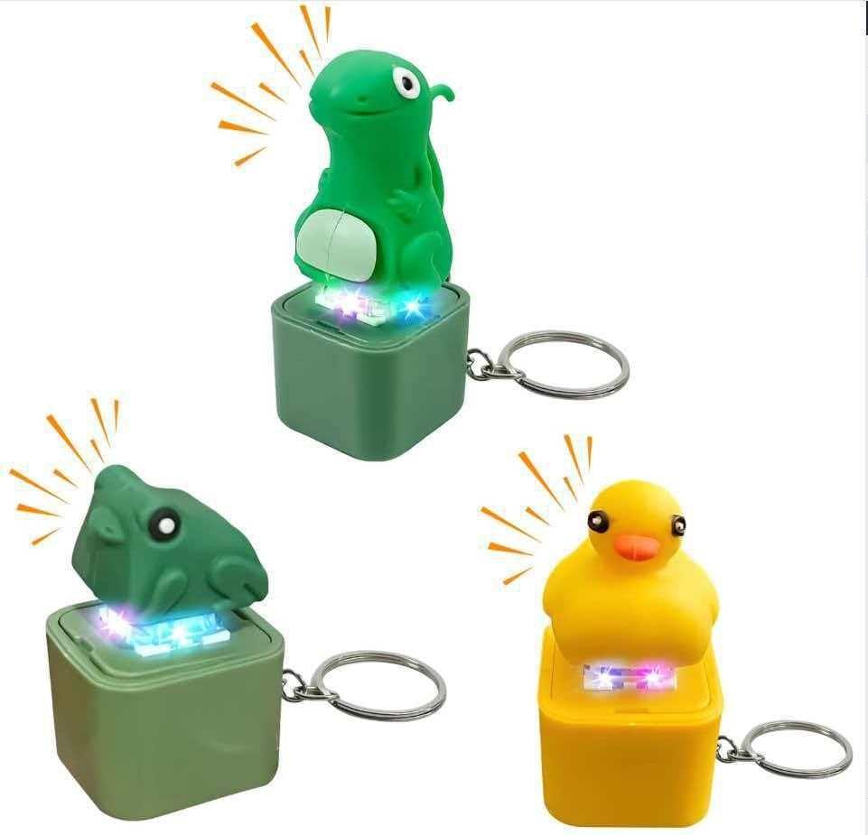 Portachiavi Giocattolo Fidget Rana Gracidante Portachiavi Gallo Ricaricabile Con Suono & LED, Cliccatore Tastiera Anatra Divertente Sollievo dallo Stress