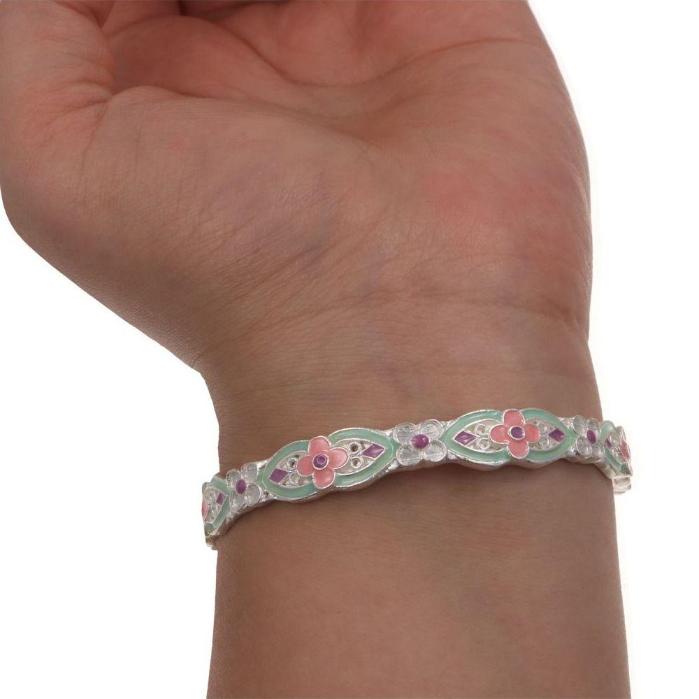 Traditional Chinese Bracelets Classic Open Hand Bracelet Elegant Flower Bangle  Party