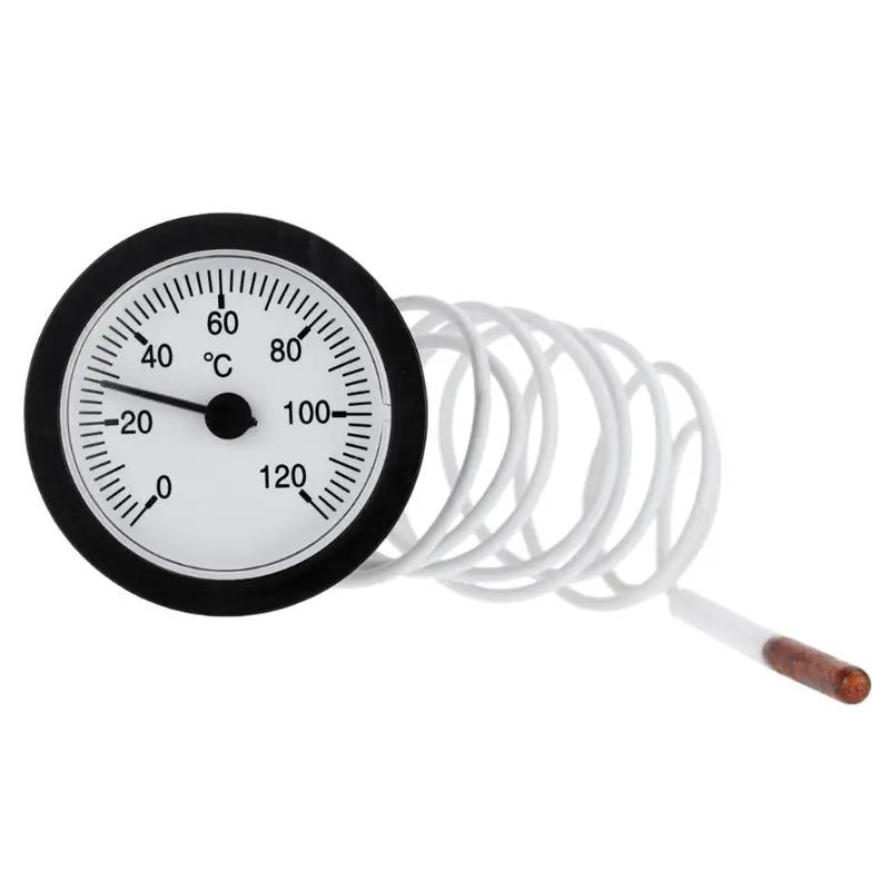 

Dial Thermometer Capillary Temperature Gauge 0-120℃ water & oil with 1m Sensor білий