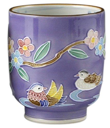 

Kyo-yaki, Kiyomizu-yaki, Shoho-gama, Large Teacup (Wooden Box), Kochi Lovebird Design, USK843-01