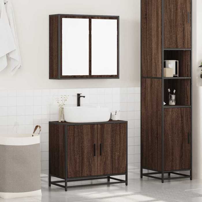 VidaXL Ensemble De Meubles De Salle De Bain 2 Pcs Chêne Marron, Armoire De Rangement, Armoire De Bain, Meuble De Toilette 3300889
