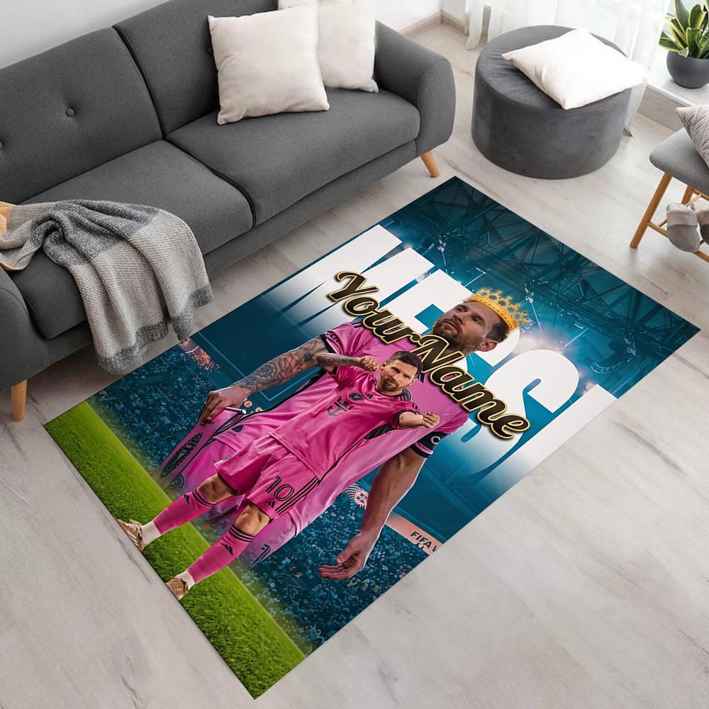 Messi Customize Text Area Rug Suitable for Decorate Room Bedrooms Foyer Hallway Antislip Carpet Anime Office Decor Perfect Gift for Friends & Family