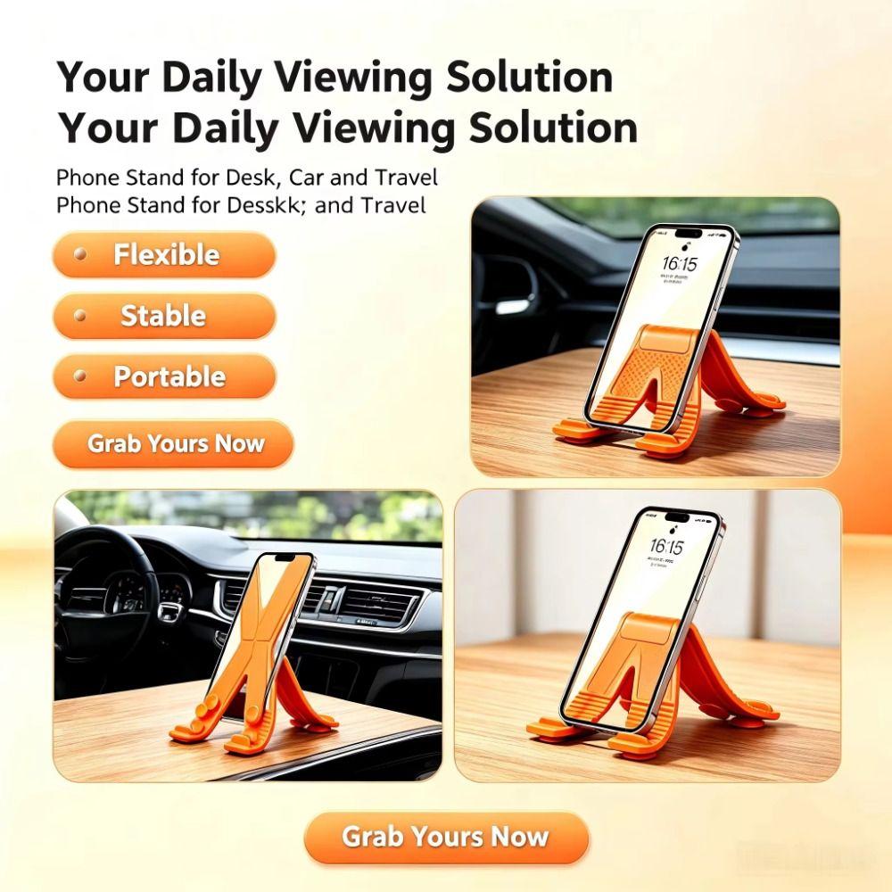 Foldable X‑Shaped Phone Holder Anti-slip Silicone Mobile Phone Bracket Car Dashboard