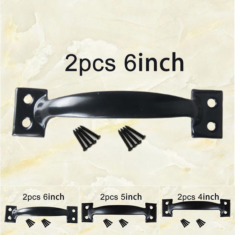 Useful Convenient Door handle Black Cabinets Garages Gate Replacement Wardrobes 2Pcs Attachment Barn Household