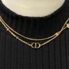 Dior Solid Design Metal White Crystal Necklace Women Necklace Gold 106964268