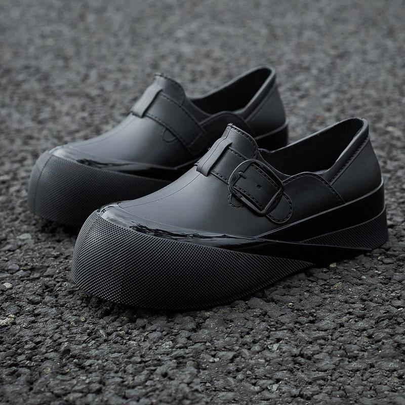 Female Fashion Outdoor Waterproof Anti Slip Thick Soled Wear Resistant Short Tube Rain Shoes Rubber Shoes