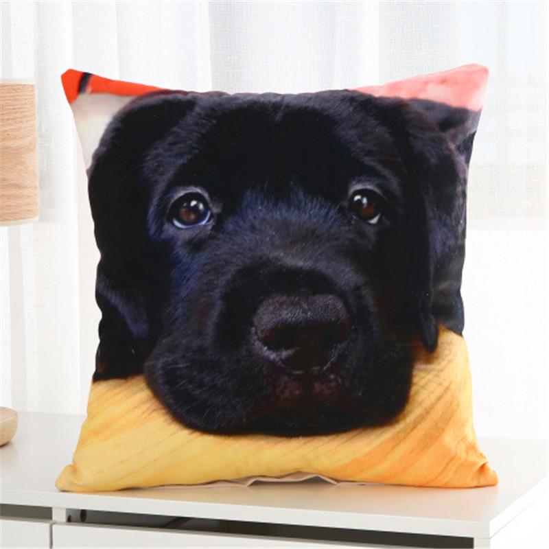45x45cm Puppy Cat Dog Printed Cushion Cover Short Plush Living Room Sofa Christmas Home Decoration