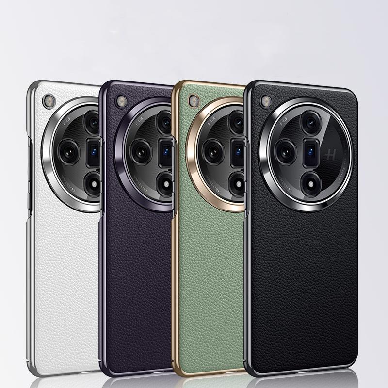 Luxury Genuine Leather Camera Lens Protection Back Case for Oppo Find X8 Pro / X7 X9 Ultra / X8 X7 Plating PC Bumper Cover