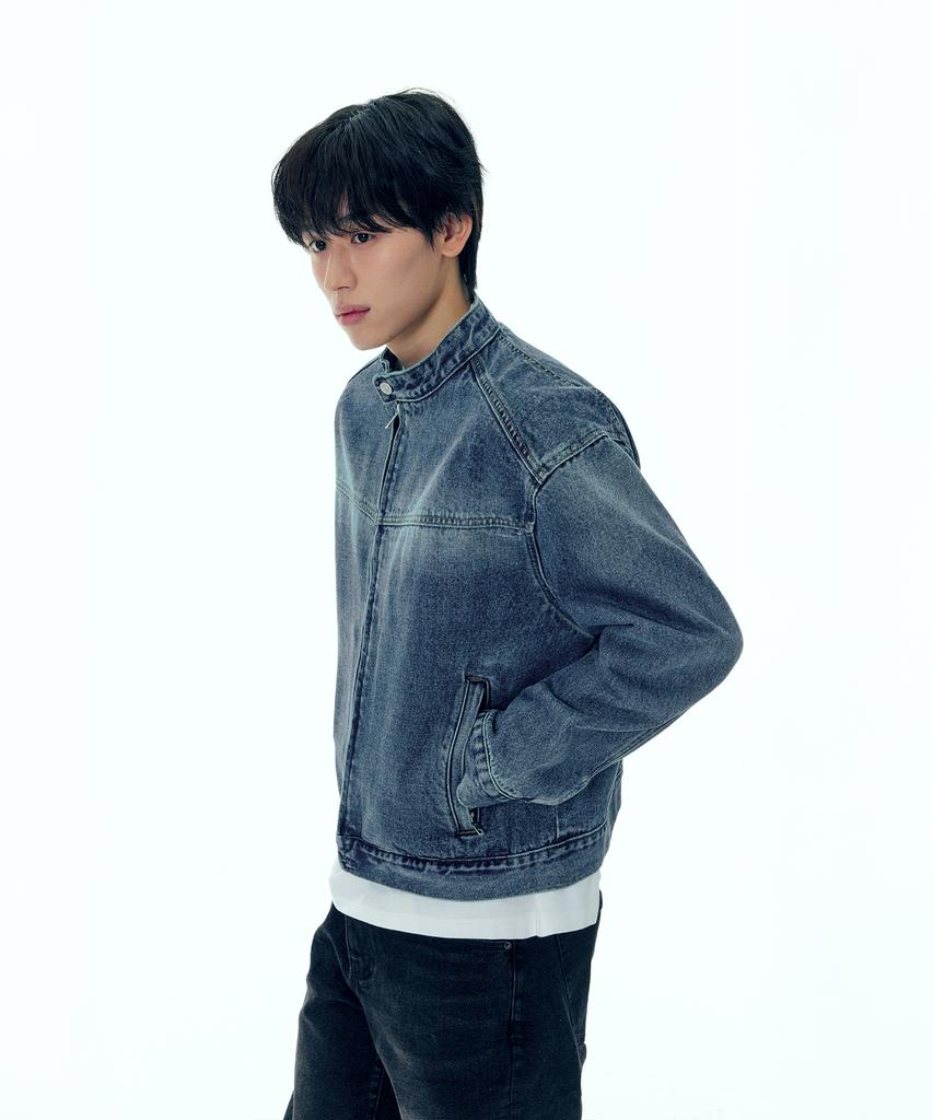 Plac Biker Denim Jacket Mid Blue