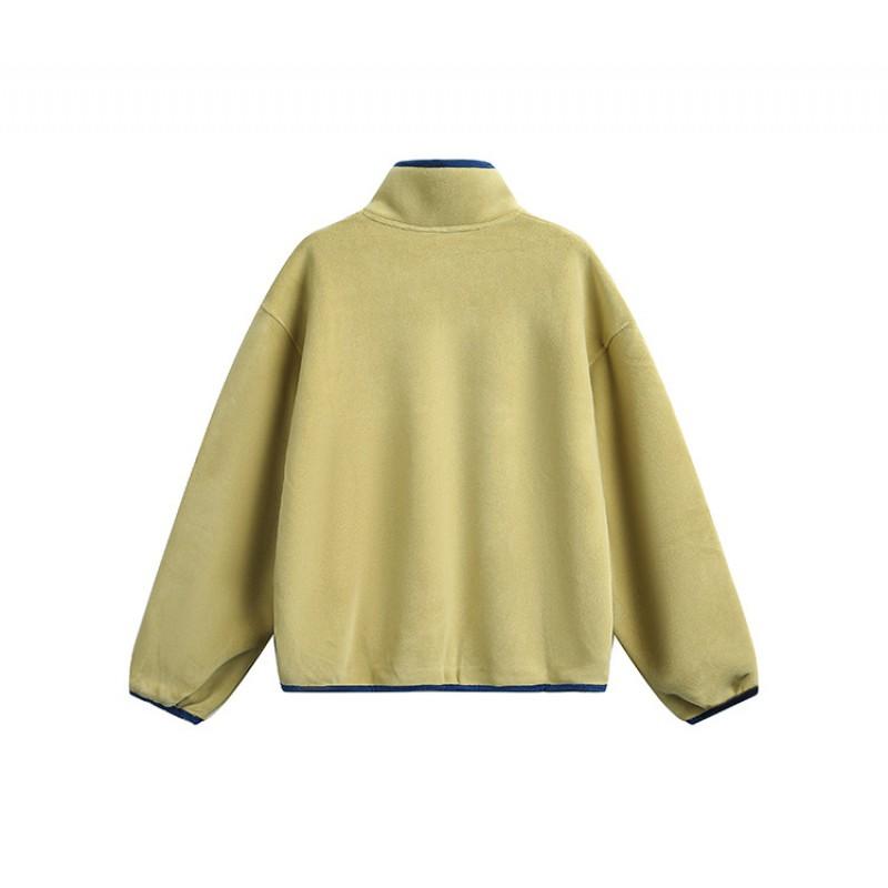 Unisex Fleece Pullover Sweatshirt With Stand Collar Zip Front Winter Warm Casual Outerwear Teens Adults