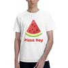 Pizza Day Humor Mens T Shirts Watermelon Print Creative Tee Shirt Short Sleeve Crewneck Cotton Printing Clothes TShirt
