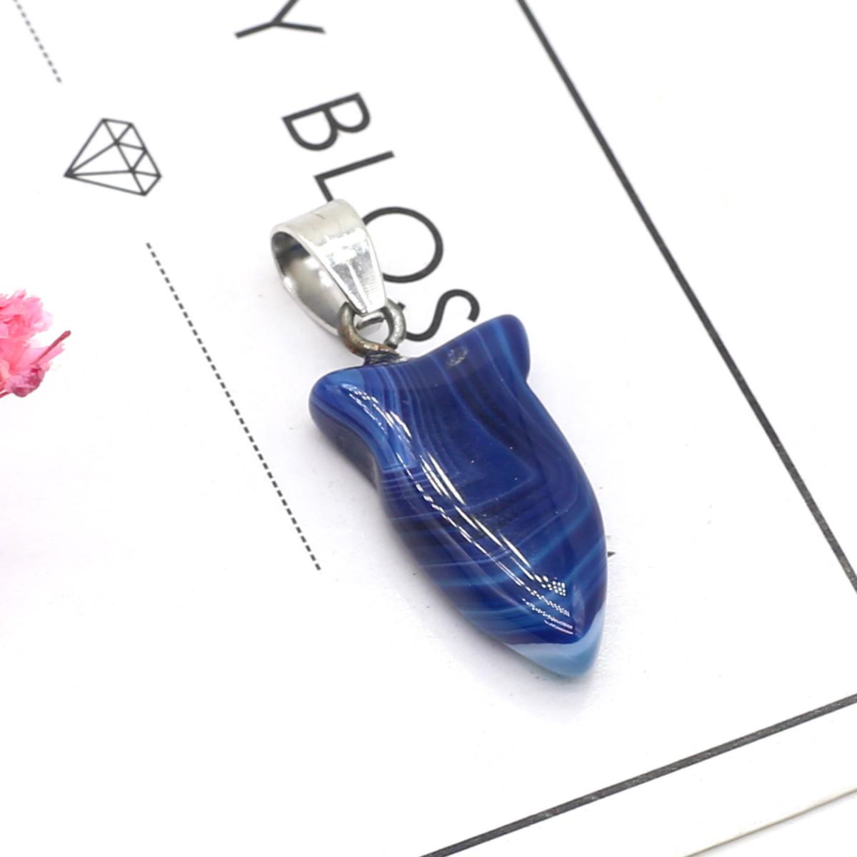 1 шт. в партии натуральный камень полосатый агат кулон в форме рыбы оникс подвески — фото 5