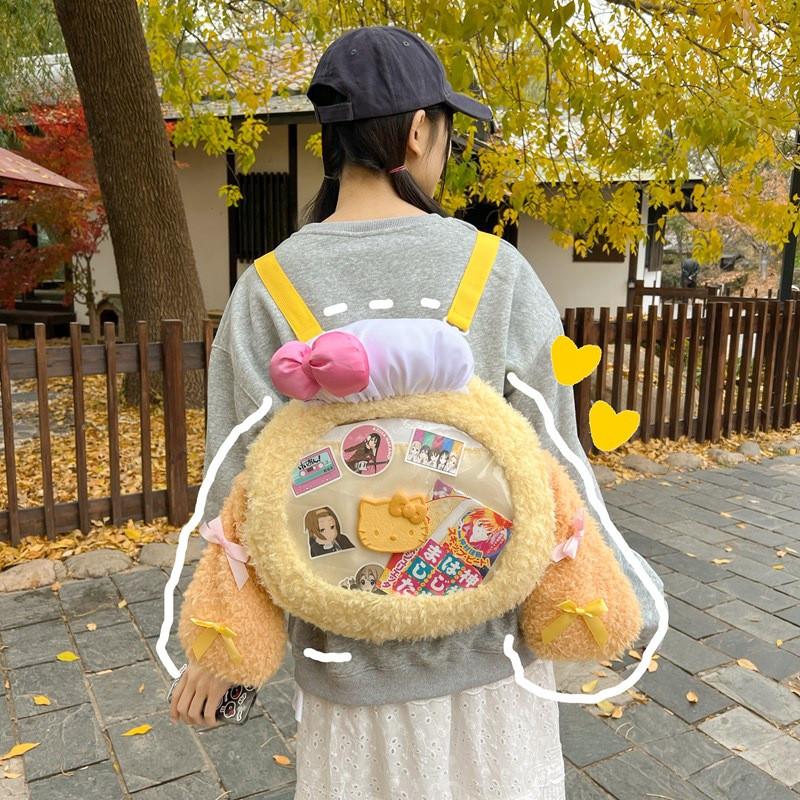 Cookieann Transparent Cute Design Plush Backpack Bow Decoration For Use Daily