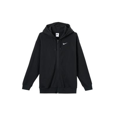 Logo Print Solid Zip Hoodie Jacket Women Outerwear Black DM6416-010