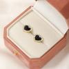 Vintage Heart Shaped Stud Earrings with Crystal Border Silver Needle Hypoallergenic Minimalist Design Elegant Fashion Jewelry for Women