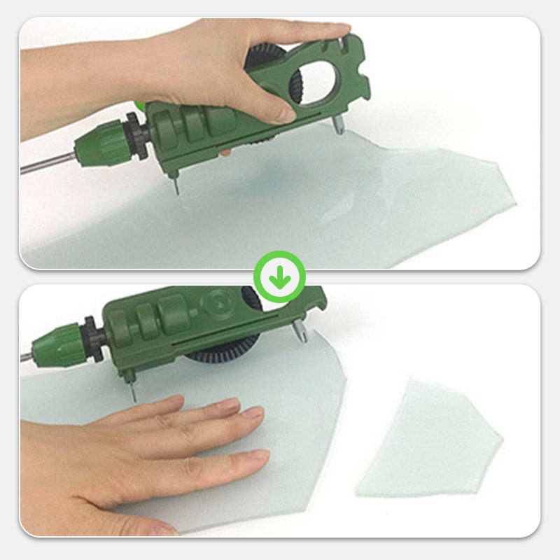 Multi-functional Glass Cutter with Drilling & Knife Sharpener Portable Manual Glass Tile Opener Hand-Held Ceramic Tile Glass Cut