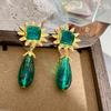 Classic Middle Women Girls Enamel Flower Earrings Ear Clip Vintage Elegant Lady High-end Party Banquet Accessories Jewelry