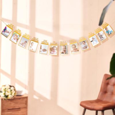Children'S Birthday Party, First-Year Party Venue Decoration, January-December Photos, Flags, Photo Frames, Banners