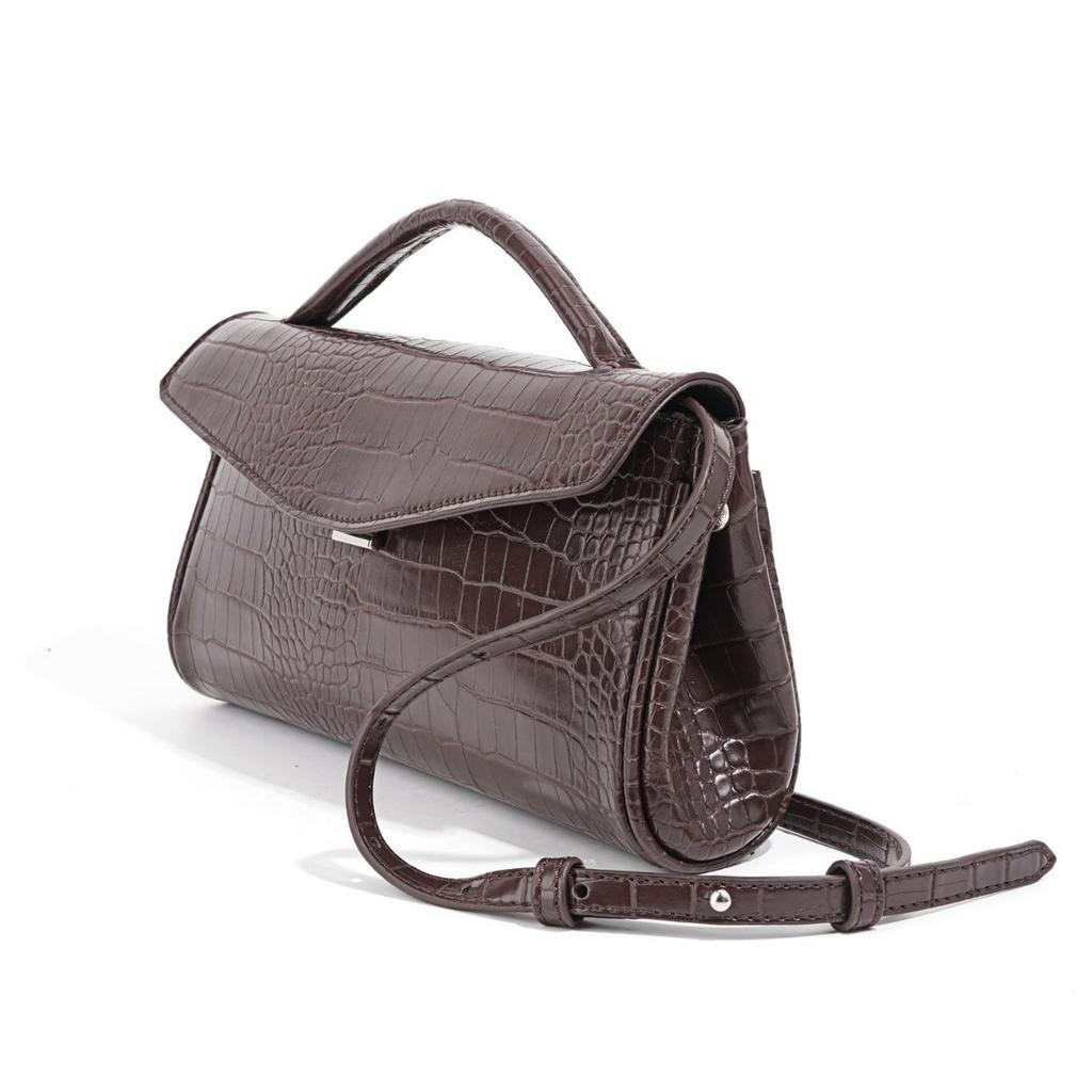 High Quality Crocodile Pattern Flip Cover Handbag Crossbody Shoulder Bag Luxury Leather Commuter Bag Urban Minimalist Style