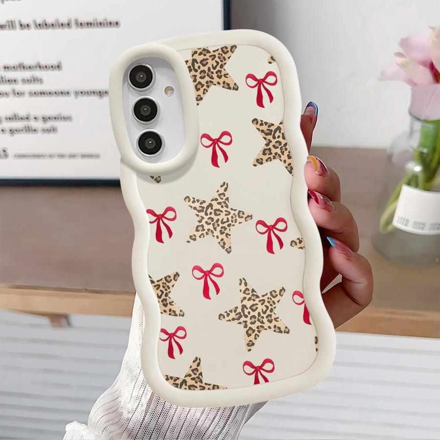 Case for Samsung Galaxy A21s A52 A11 A15 A13 A16 A14 A12 Soft Phone Cover A22 A53 A23 A04 A06 A05 A33 A03 Leopard Love Star