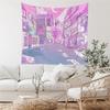 Pink Background White Tiger 2D Flat Tapestry, Smiling Cartoon Wall Hanging For Bedroom Living Room Office Meditation Party Decor