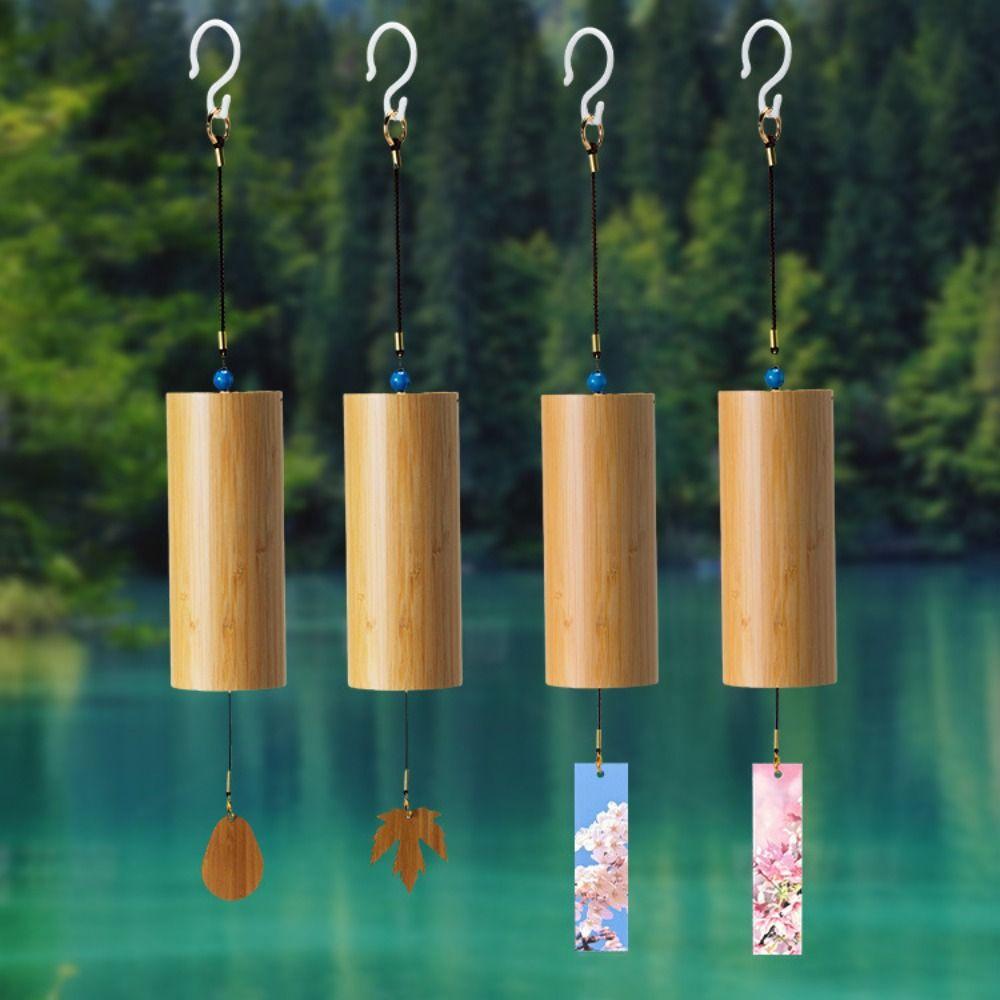 Hand Cranked Bamboo Wind Chimes Handmade Yard Pendant Landscape Decor Blessing Bell  Balcony