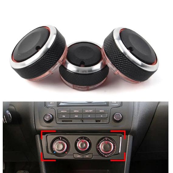 3Pcs Car Air Conditioning Heat Control Knob A/C Switch for VW POLO 9N 9N3 6R 2004 2005 2006 2007 2008 2009 2010 2011 2012 2013