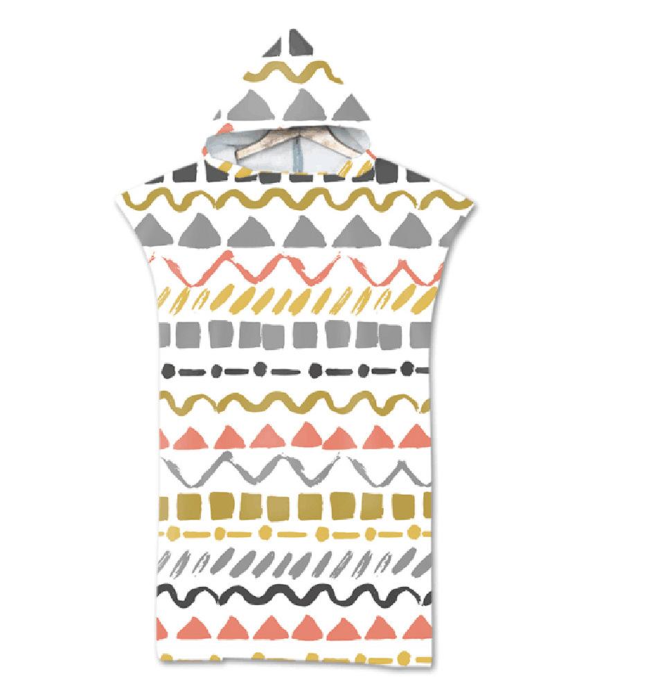 Geometric Hooded Wearing Bath Towel, Beach Towel, Cape, Seaside Change Of Clothes, Bathrobe, Printed Hooded Bath Towel, Minimum Order