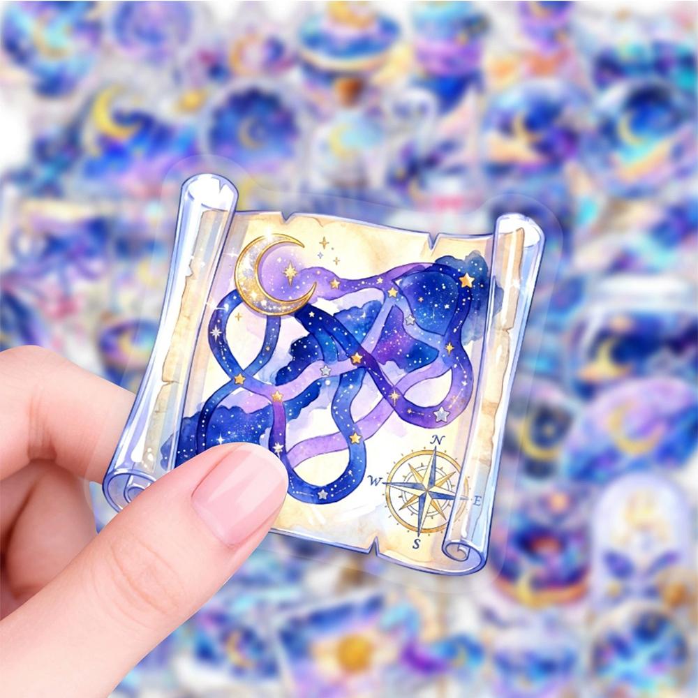 10/30/50pcs Blue Purple Dream Starry Sky Crystal Sticker Aesthetic Graffiti Decal DIY Luggage Laptop Journal Transparent Sticker
