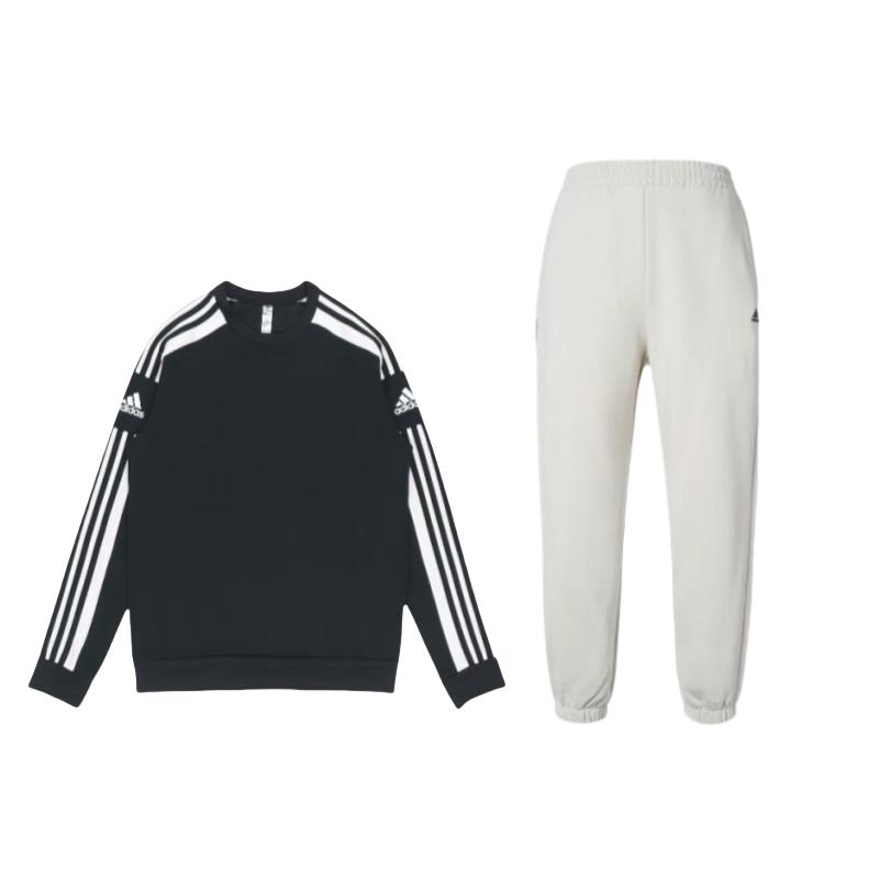 

Adidas Fleece Lined Striped Design Long Sleeve Top And Comfortable Mid Waist Elastic Pants Sweatshirt Set Men Sets GT6638+IV7602 M