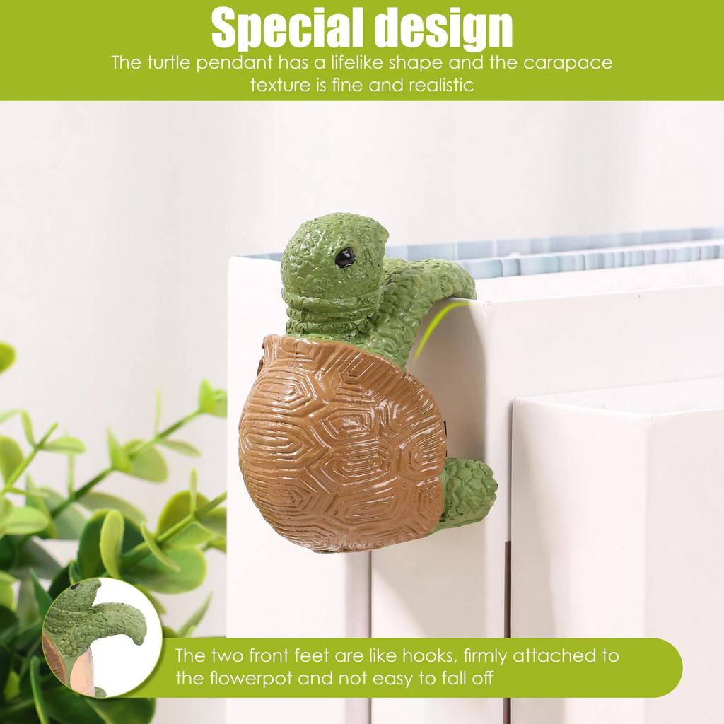Resin Turtle Statue Pot Decoration Realistic Tortoise Figure Pot Hanger Interesting Statues Decorations for Vase Fish Tank