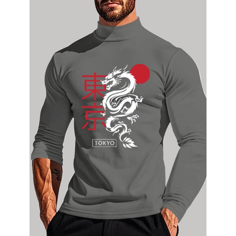 Men s Mock Neck Long Sleeve Tee, Lightweight Warm & Perfect for Outdoor XXL серый