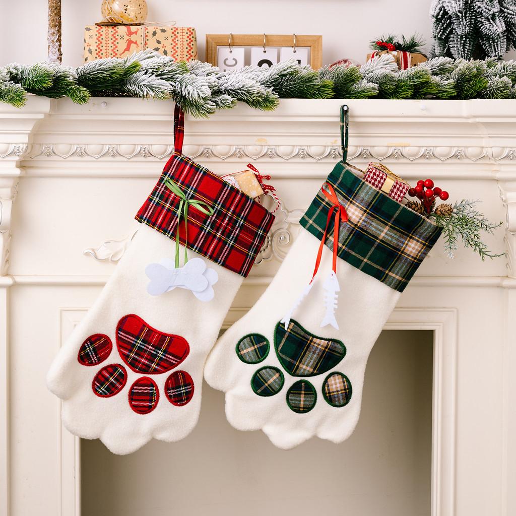 Cute Plaid Cartoon Christmas Stockings For Dogs And Cats Great Gifts And Holiday Decor