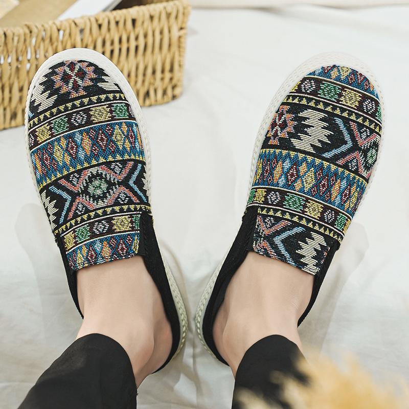 Summer New Fashion Cloth Board Shoes Half Drag, Black, Beige