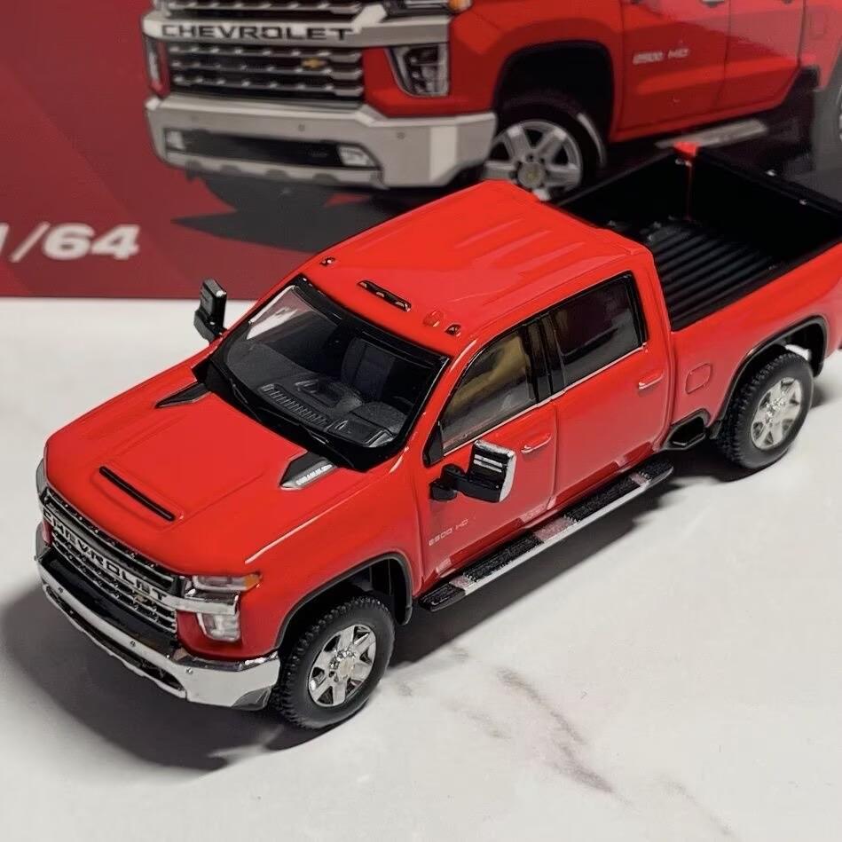 1/64 Silverado HD 2020 Alloy Pickup Car Model Diecast Metal Off-road Vehicles Car Model Simulation Miniature Scale Kids Toy Gift