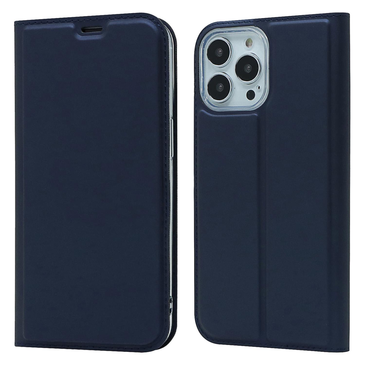 

For iPhone 15 Pro Max PU Leather Stand Phone Cover Card Holder Magnetic Closing Case Blue