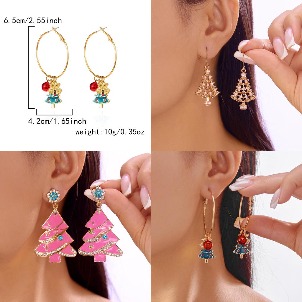 Christmas Bell Earrings With Glittering Alloy For Women And Men Holiday Party Jewelry
