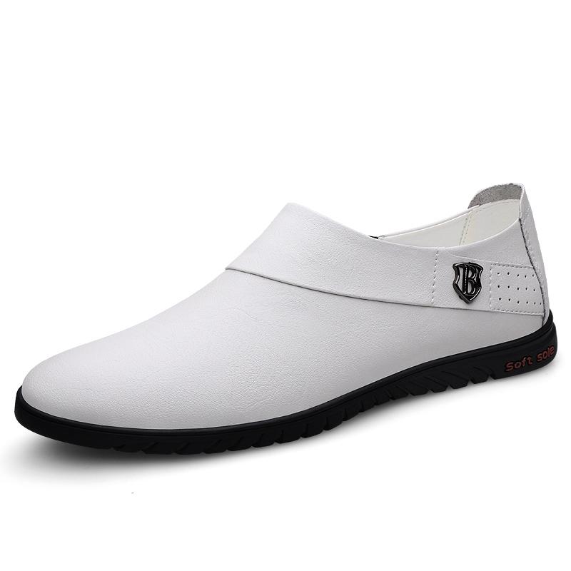 

Модные мужские лоферы ручной работы из натуральной кожи, повседневная брендовая мужская обувь, итальянские мокасины, дышащие, слипоны, мужские туфли для платья 37 белый