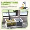 Tortoise Table with Wooden Lamp Holder, Wooden Tortoise House W/ Openable Lids, Pull-Out Trays - Grey