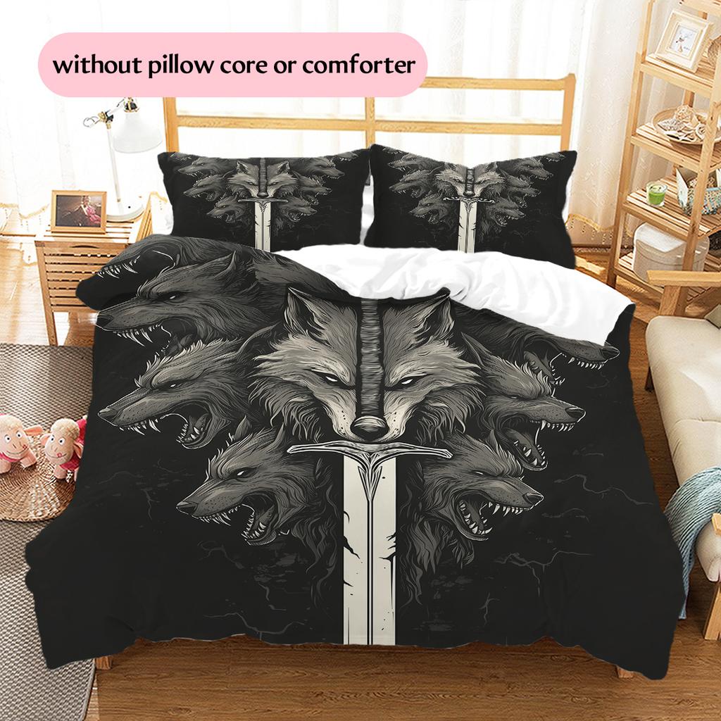 Sword Pattern Bedding Quilt Set Home Decoration Gift (1 * Duvet Cover + 2 * Pillowcase Without Core)