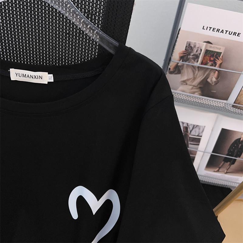 Plus Size Loose Mid-Length Short-Sleeve Women's T-Shirt (200/300/350 Jin)