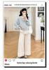 Mori Style Maternity Plaid Lace Top & Wide-Leg Pants Set (Two-Piece)
