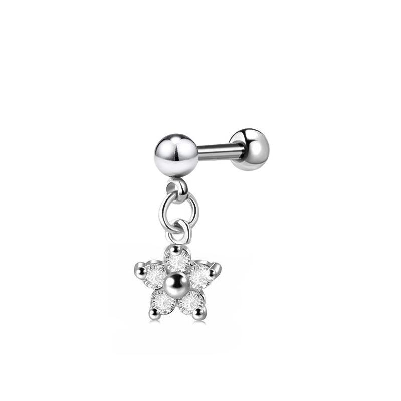 Stainless Steel Zirconia Barbell Cartilage Earrings with Devil Studs, In Stock